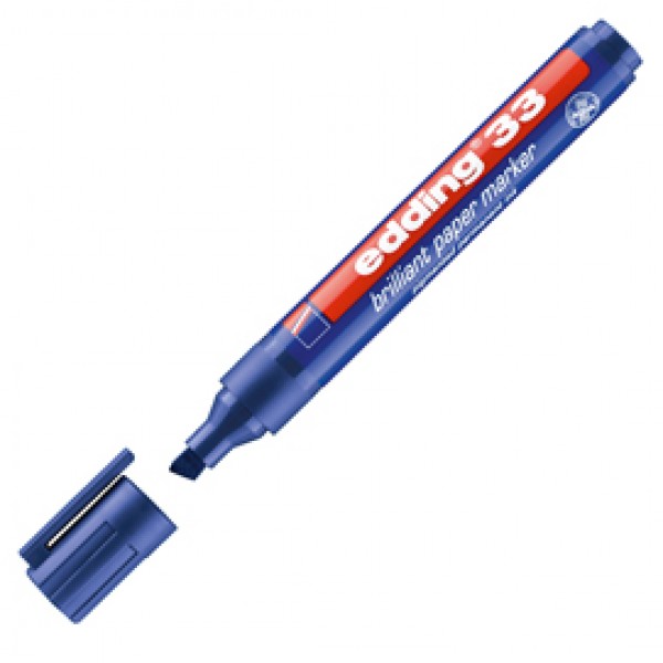 Marcatore 33 a base d'acqua - punta scalpello - 1 - 5 mm - blu - Edding Marcatore 33 a base d'acqua - punta scalpello - 1 - 5 mm - blu - Edding