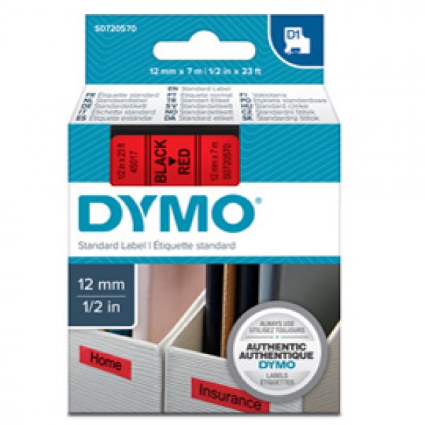 Nastro D1 450170 - 12 mm x 7 mt - nero/rosso - Dymo Nastro D1 450170 - 12 mm x 7 mt - nero/rosso - Dymo