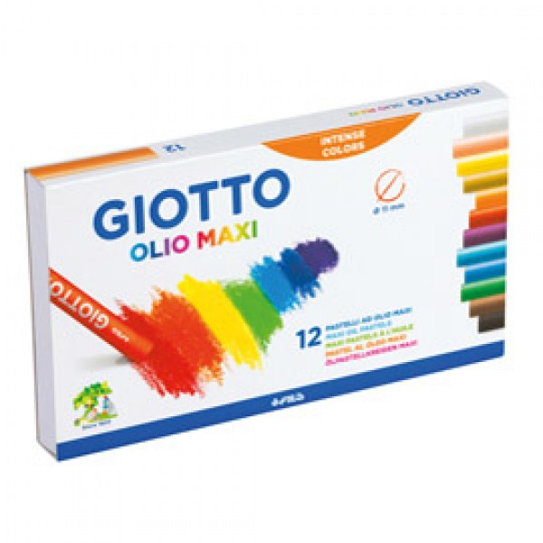 Pastelli a olio - lunghezza 70 mm - diametro11 mm - colori assortiti - Giotto - conf. 12 pezzi