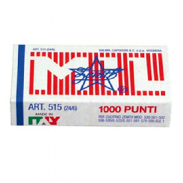 Punti 515 - 24/6 - acciaio naturale - metallo - Zenith - conf. 1000 pezzi Punti 515 - 24/6 - acciaio naturale - metallo - Zenith - conf. 1000 pezzi