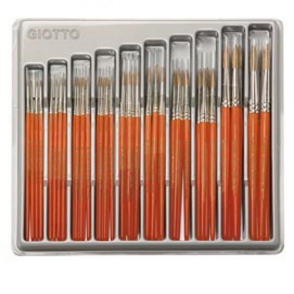 Pennelli punta tonda serie 700 - pelo di bue - Giotto - conf. 64 pezzi Pennelli punta tonda serie 700 - pelo di bue - Giotto - conf. 64 pezzi