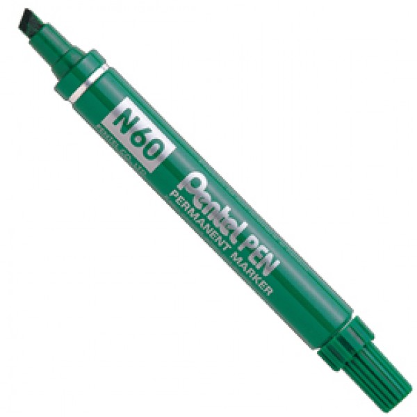 Marcatore permanente N60 - punta scalpello - verde - Pentel Marcatore permanente N60 - punta scalpello - verde - Pentel