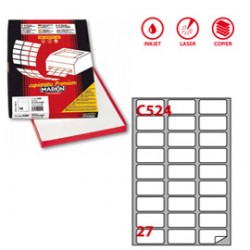 Etichetta adesiva C524 - permanente - c/angoli arrotondati - 56x28 mm - 27 etichette per foglio - bianco - Markin - scatola 100 fogli A4