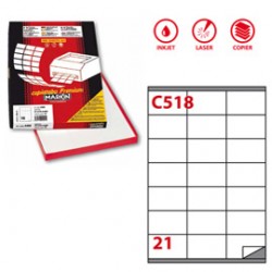 Etichetta adesiva C518 - permanente - 70x40 mm - 21 etichetta per foglio - bianco - Markin - scatola 100 fogli A4