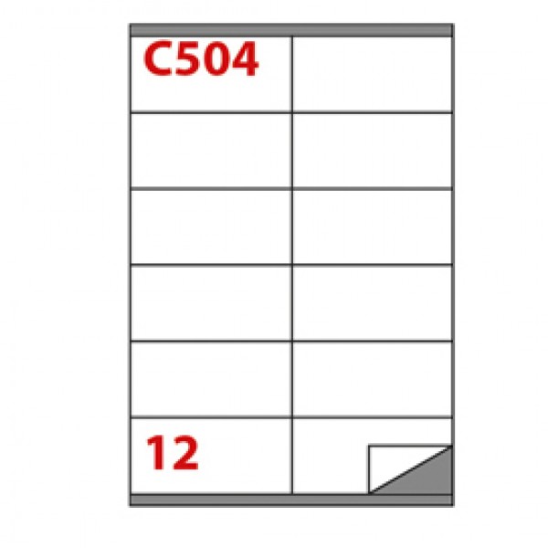 Etichetta adesiva C504 - permanente - 105x48 mm - 12 etichette per foglio - bianco - Markin - scatola 100 fogli A4