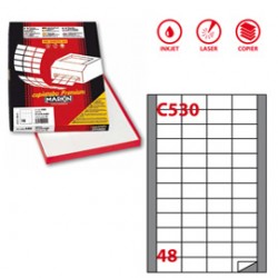 Etichetta adesiva C530 - permanente - 48x25 mm - 48 etichette per foglio - bianco - Markin - scatola 100 fogli A4