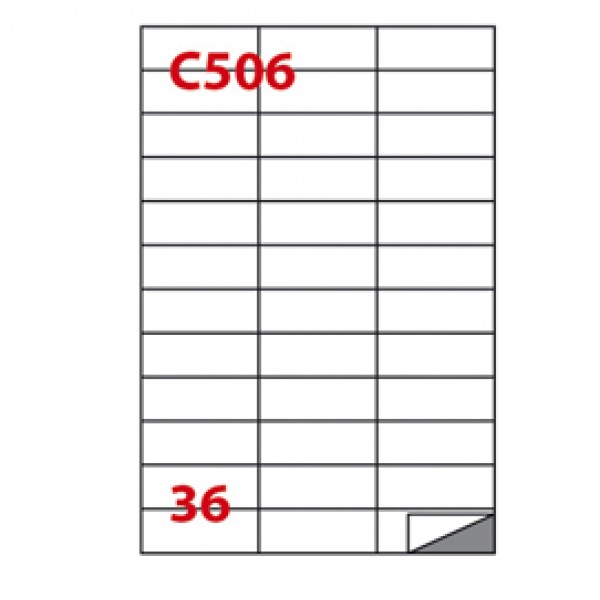 Etichetta adesiva C506 - permanente - 70x24,25 mm - 36 etichette per foglio - bianco - Markin - scatola 100 fogli A4