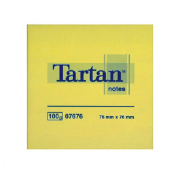Blocco foglietti - giallo pastello - 76 x 76mm - 63gr - 100 fogli - Tartan™