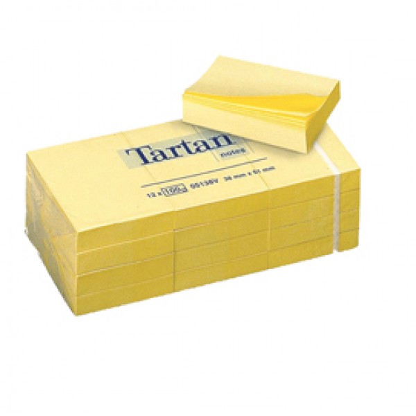 Blocco foglietti - giallo pastello - 51 x 38mm - 63gr - 100 fogli - Tartan™