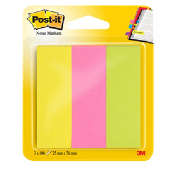 Segnapagina Post it® in carta - 671-3 - 25 x 76 mm - 3 colori Neon - Post it® - conf. 300 pezzi Segnapagina Post it® in carta - 671-3 - 25 x 76 mm - 3 colori Neon - Post it® - conf. 300 pezzi