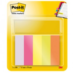 Segnapagina Post it® in carta - 670-5 - 15 x 50 mm - 5 colori Neon - Post it® - conf. 500 pezzi