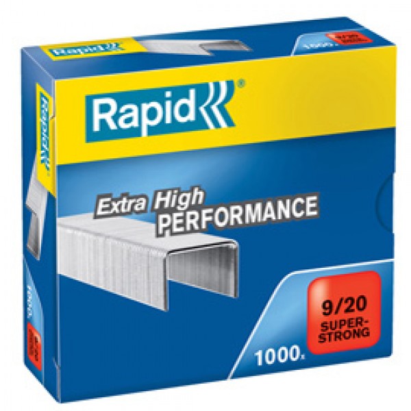 Punti Rapid Super Strong - alti spessori - 9/20 - acciaio zincato - metallo - Rapid - conf. 1000 pezzi Punti Rapid Super Strong - alti spessori - 9/20 - acciaio zincato - metallo - Rapid - conf. 1000 pezzi