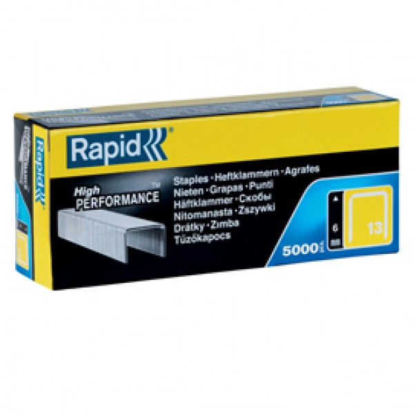 Punti galvanizzati - 13/6 - 6 mm - metallo - Rapid - conf. 5000 pezzi Punti galvanizzati - 13/6 - 6 mm - metallo - Rapid - conf. 5000 pezzi