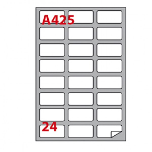 Etichetta adesiva A425 - permanente - 64x34 mm - 24 etichette per foglio - bianco - Markin - scatola 100 fogli A4