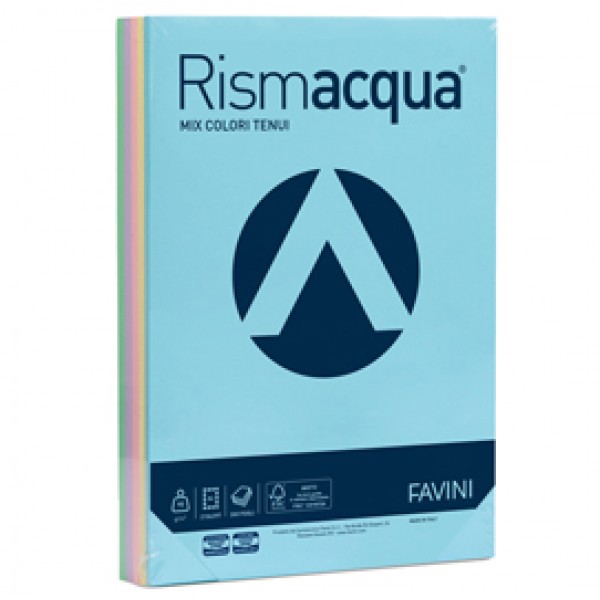Carta Rismacqua - A4 - 90 gr - mix 5 colori - Favini - conf. 300 fogli