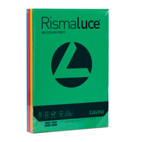 Carta Rismaluce - A4 - 140 gr - mix 6 colori - Favini - conf. 200 fogli
