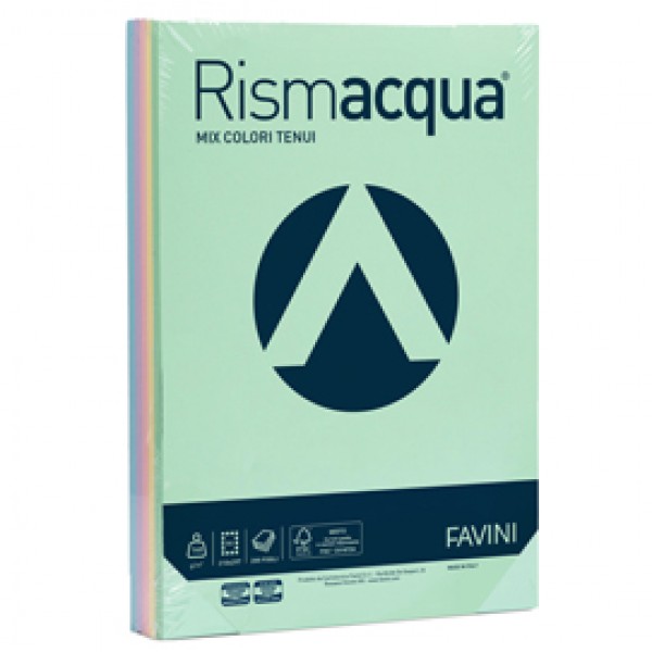 Carta Rismacqua - A4 - 140 gr - mix 5 colori - Favini - conf. 200 fogli Carta Rismacqua - A4 - 140 gr - mix 5 colori - Favini - conf. 200 fogli