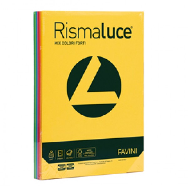 Carta Rismaluce - A4 - 200 gr - mix 8 colori - Favini - conf. 125 fogli Carta Rismaluce - A4 - 200 gr - mix 8 colori - Favini - conf. 125 fogli
