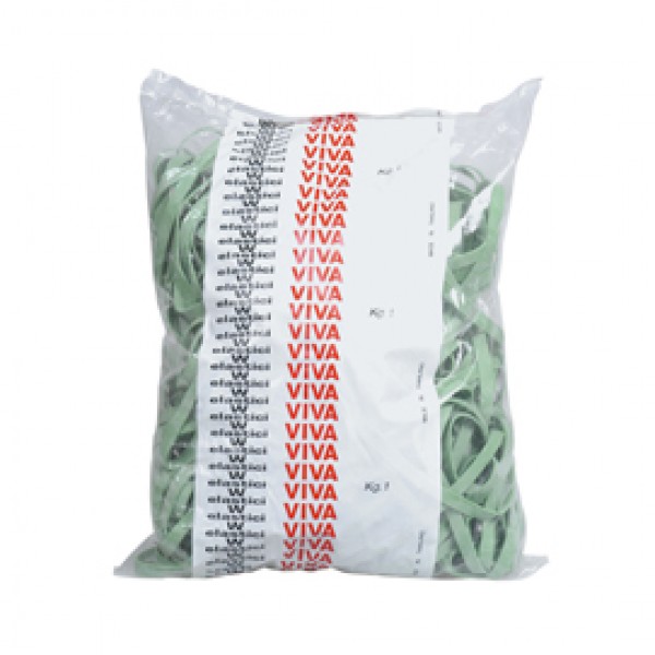 Elastico fettuccia - ø 10 cm x 5 mm - verde - Viva - sacco da 1 kg