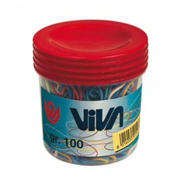 Elastici - gomma - misure e colori assortiti - Viva - barattolo da 100 gr Elastici - gomma - misure e colori assortiti - Viva - barattolo da 100 gr
