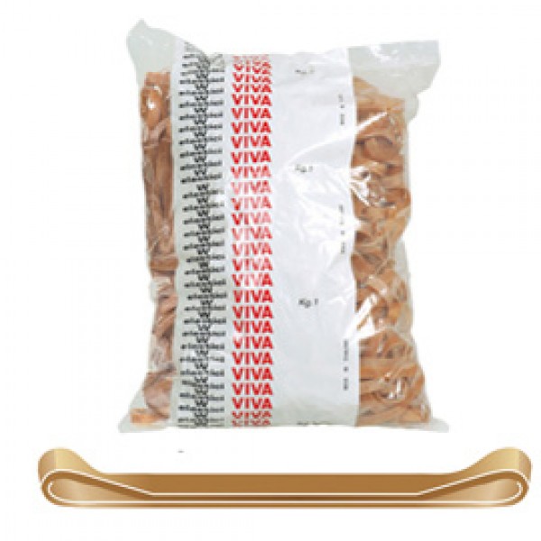 Elastico fettuccia - caucciù - ø 7 cm x 5 mm - avana - Viva - sacco da 1 kg