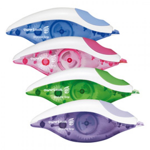 Correttore a nastro Dryline Grip - 5mm x 8,5mt - colori assortiti - Papermate Correttore a nastro Dryline Grip - 5mm x 8,5mt - colori assortiti - Papermate