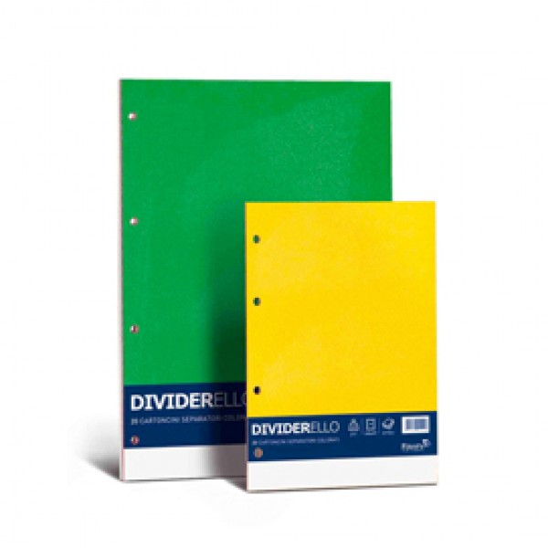 Separatori Dividerello - cartoncino colorato 220 gr - 21x29.7 cm - mix 5 colori - Favini - conf. 10 pezzi