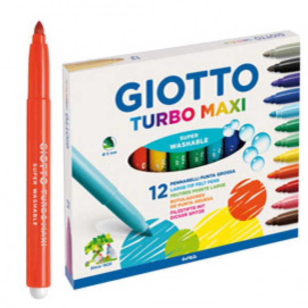 Pennarelli Turbomaxi - punta ø5mm - colori assortiti - Giotto - astuccio 12 pezzi