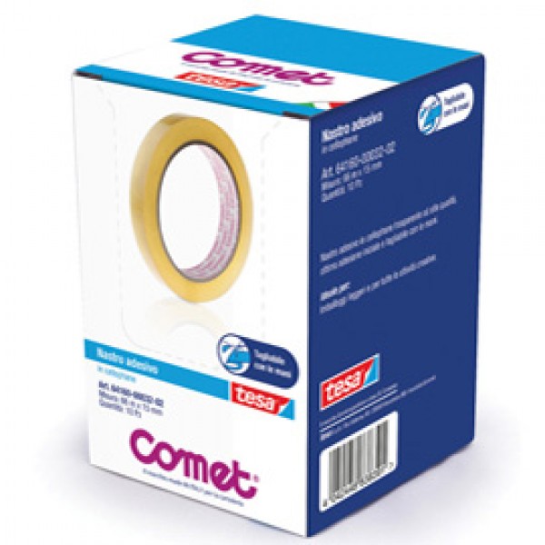 Nastro adesivo - 66 mt x 15 mm - cellophane - trasparente - Comet Nastro adesivo - 66 mt x 15 mm - cellophane - trasparente - Comet