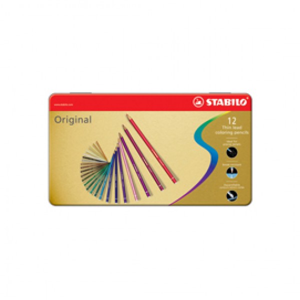 Pastello colorato Original 8773 - tratto 2,50 mm - colori assortiti - Stabilo - astuccio in metallo 12 pezzi Pastello colorato Original 8773 - tratto 2,50 mm - colori assortiti - Stabilo - astuccio in metallo 12 pezzi