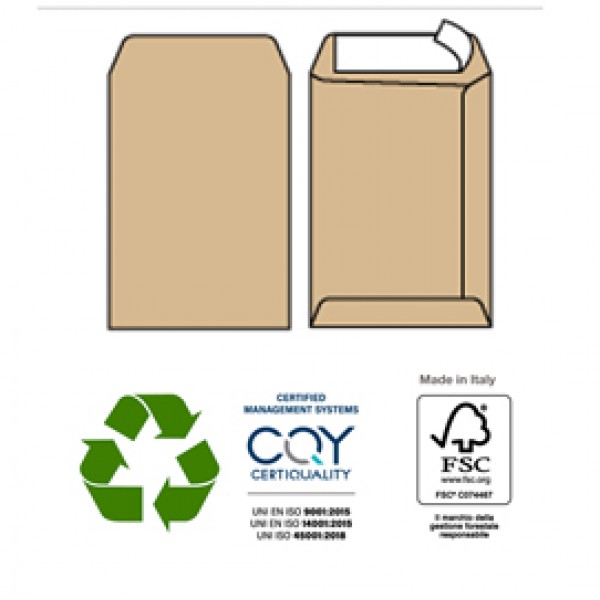 Busta a sacco Multi Strip - strip adesivo - 30 x 40 cm - 100 gr - carta riciclata FSC - avana - Pigna Envelopes - conf. 500 pezzi Busta a sacco Multi Strip - strip adesivo - 30 x 40 cm - 100 gr - carta riciclata FSC - avana - Pigna Envelopes - conf. 500 pezzi