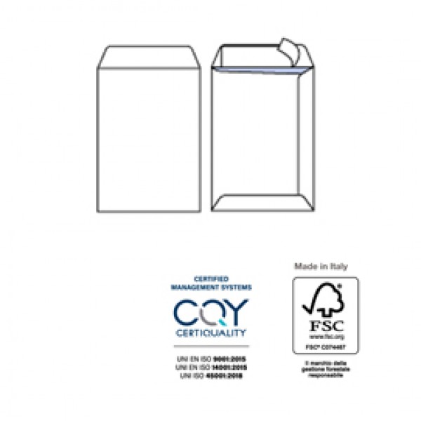 Busta a sacco Competitor FSC - strip adesivo - 25 x 35,3 cm - 80 gr - bianco - Pigna Envelopes - conf. 100 pezzi Busta a sacco Competitor FSC - strip adesivo - 25 x 35,3 cm - 80 gr - bianco - Pigna Envelopes - conf. 100 pezzi
