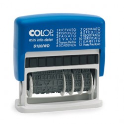 Timbro Mini Info Dater S120/WD Datario + Polinomio - 12 diciture 4 mm - autoinchiostrante - Colop®