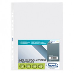 Buste forate Special PP - Superior - liscio - 23x33 cm - trasparente - Favorit - conf. 25 buste