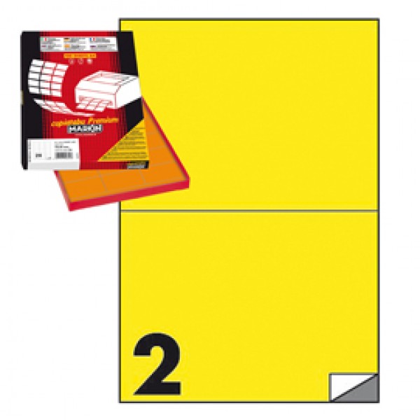 Etichetta adesiva C509 - permanente - 210x148,5 mm - 2 etichette per foglio - giallo - Markin - scatola 100 fogli A4