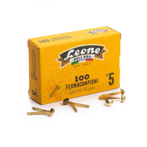 Fermacampioni ottonati - lunghezza 25 mm - n. 5 - Leone - conf. 100 pezzi Fermacampioni ottonati - lunghezza 25 mm - n. 5 - Leone - conf. 100 pezzi