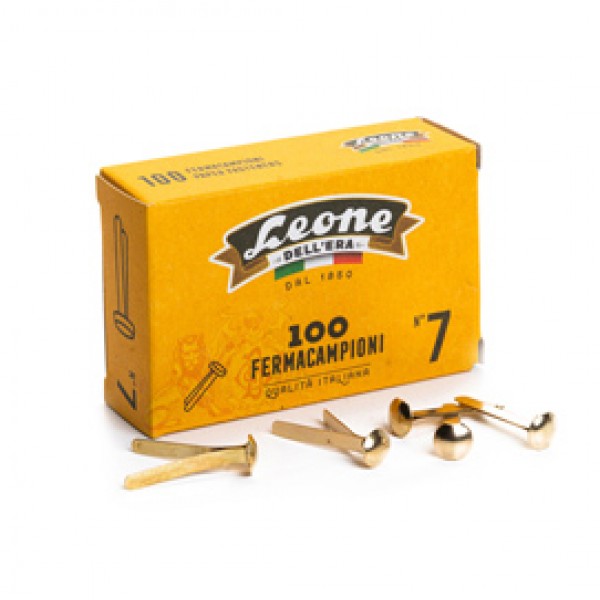 Fermacampioni ottonati - lunghezza 31 mm - n. 7 - Leone - conf. 100 pezzi Fermacampioni ottonati - lunghezza 31 mm - n. 7 - Leone - conf. 100 pezzi