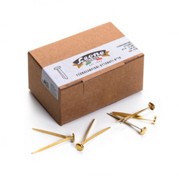 Fermacampioni ottonati - lunghezza 50 mm - n. 10 - Leone - conf. 100 pezzi Fermacampioni ottonati - lunghezza 50 mm - n. 10 - Leone - conf. 100 pezzi