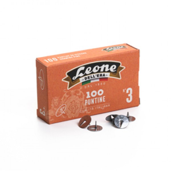 Puntine - n. 3 - acciaio lucido - Leone - conf. 100 pezzi Puntine - n. 3 - acciaio lucido - Leone - conf. 100 pezzi