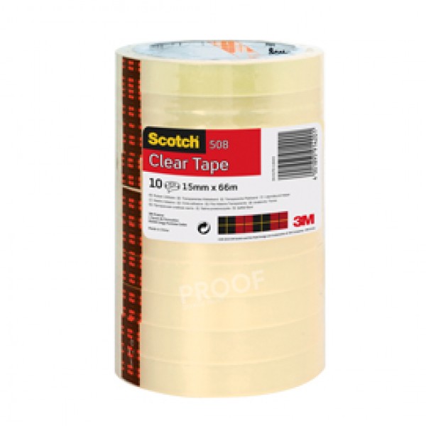 Nastro adesivo Scotch® 508 - 15 mm x 66 mt - trasparente - Scotch® -  torre 10 rotoli