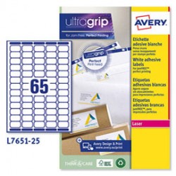 Etichetta adesiva L7651 - permanente - 38,1x21,2 mm - 65 etichette per foglio - bianco - Avery - conf. 25 fogli A4