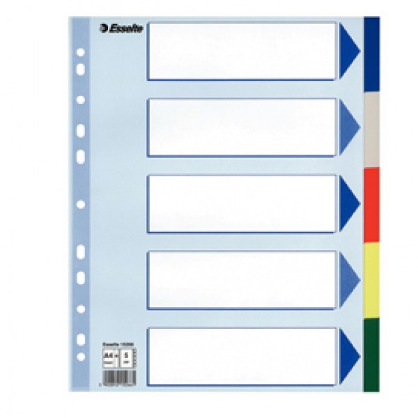 Separatore - 5 tasti colorati - PP - A4 maxi - 24,5x29,7 cm - multicolore - Esselte