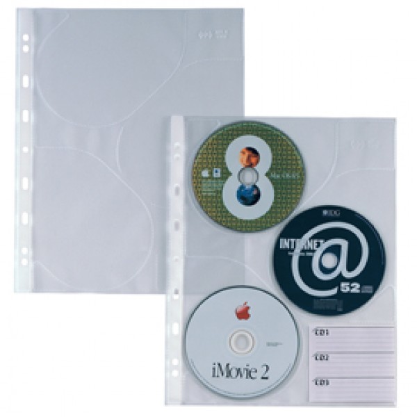 Buste forate Atla CD 3 - 3 tasche - 210x297 mm - Sei Rota - conf. 10 pezzi