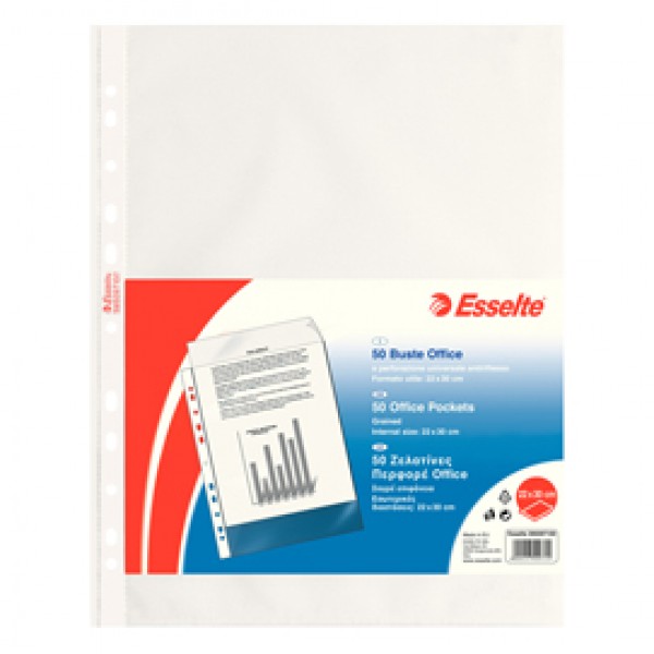 Buste forate CopySafe - Office - buccia - 22x30 cm - trasparente - Esselte - conf. 50 pezzi Buste forate CopySafe - Office - buccia - 22x30 cm - trasparente - Esselte - conf. 50 pezzi