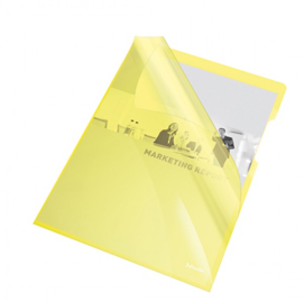 Cartelline a L - PVC - liscio - 21x29,7 cm - giallo cristallo - Esselte - conf. 25 pezzi