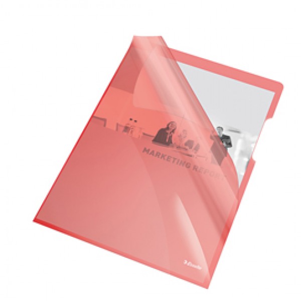 Cartelline a L - PVC - liscio - 21x29,7 cm - rosso cristallo - Esselte - conf. 25 pezzi
