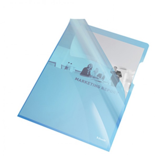Cartelline a L - PVC - liscio - 21x29,7 cm - blu cristallo - Esselte - conf. 25 pezzi