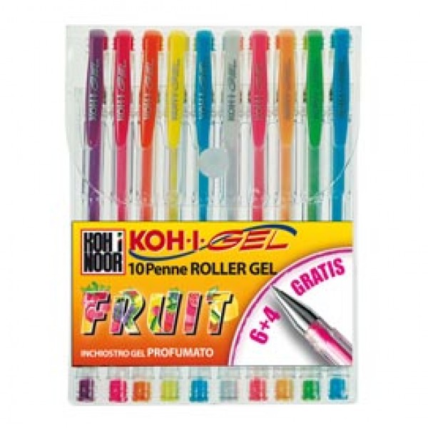 Roller gel colorati - colori fruit - Koh I Noor - astuccio 10 roller Roller gel colorati - colori fruit - Koh I Noor - astuccio 10 roller