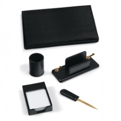 Servizio scrittoio in similpelle - 5 componenti - marrone - City Time