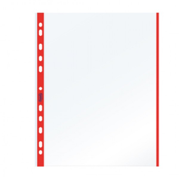 Buste forate con banda colorata - Linear - buccia - 21 x 29,7 cm - rosso - Favorit - conf. 10 pezzi